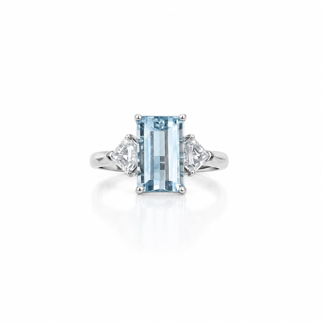 Natural Blue Topaz Three-Stone Adjustable Ring – 925 Sterling Silver