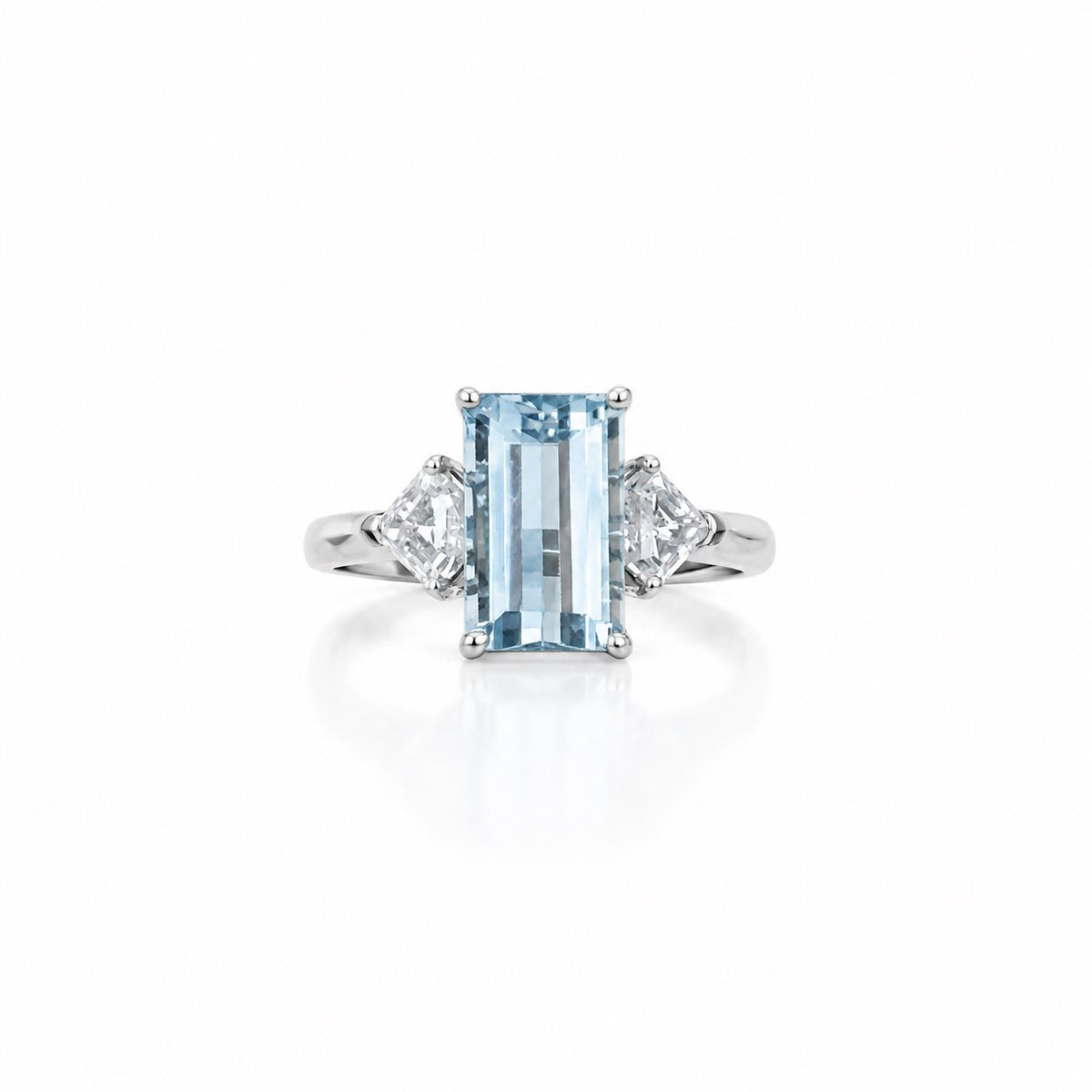 Natural Blue Topaz Three-Stone Adjustable Ring – 925 Sterling Silver