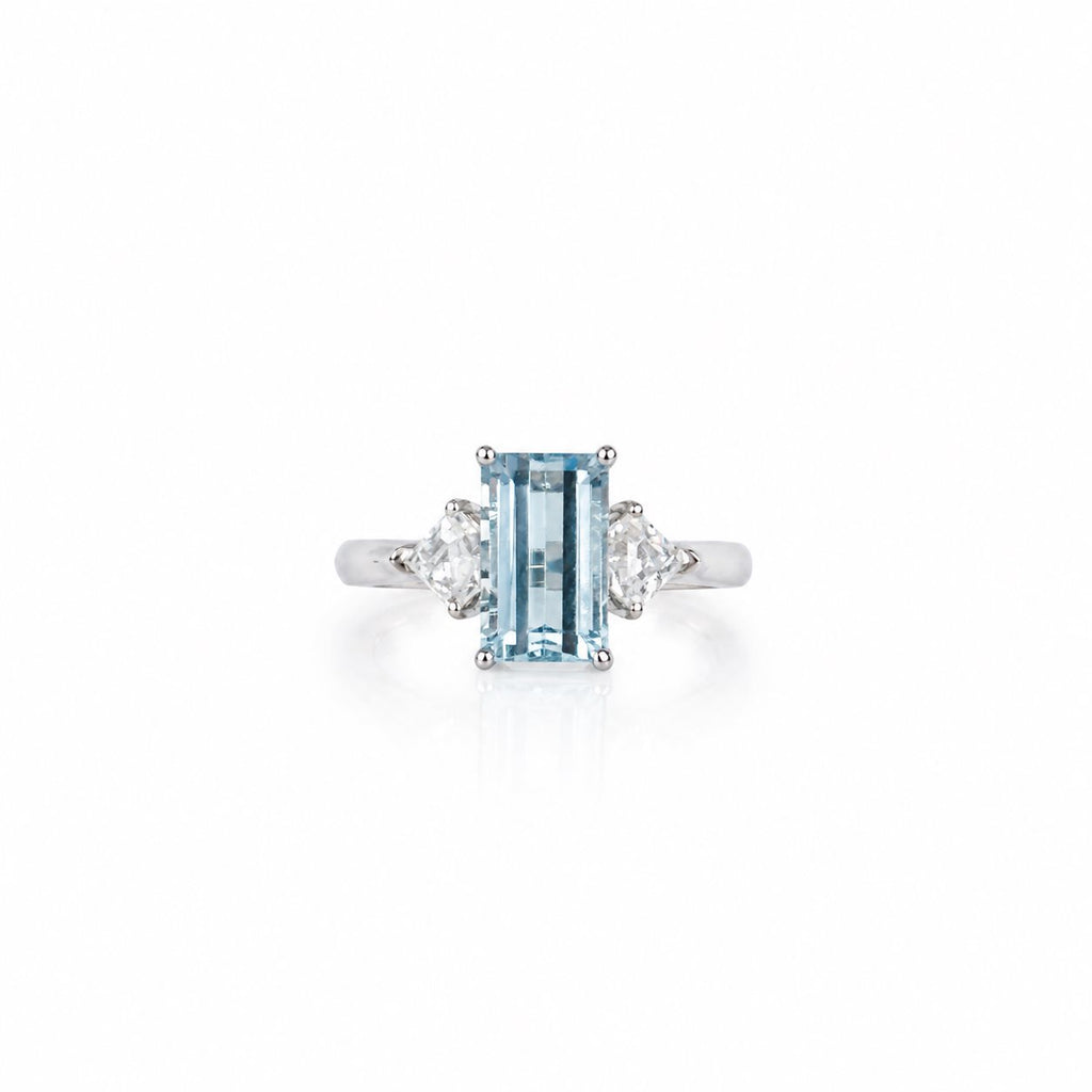 Natural Blue Topaz Three-Stone Adjustable Ring – 925 Sterling Silver