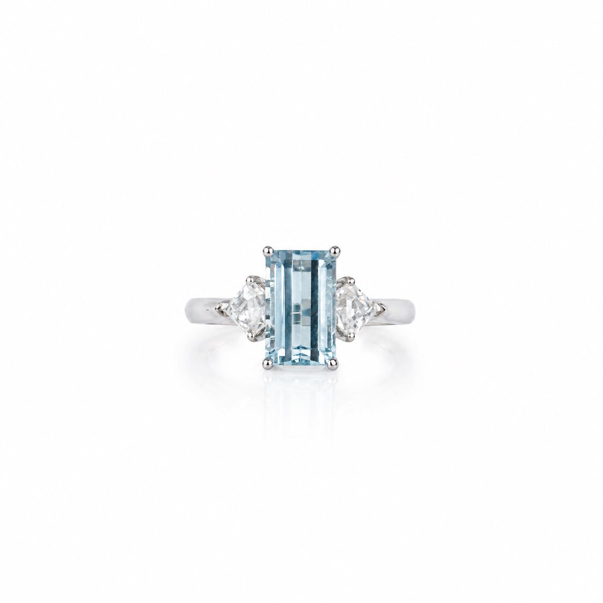 Natural Blue Topaz Three-Stone Adjustable Ring – 925 Sterling Silver