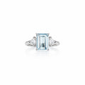 Natural Blue Topaz Emerald-Cut Three-Stone Adjustable Ring – 925 Sterling Silver