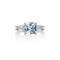 Natural Blue Topaz Cushion-Cut Split-Shank Adjustable Ring – 925 Sterling Silver