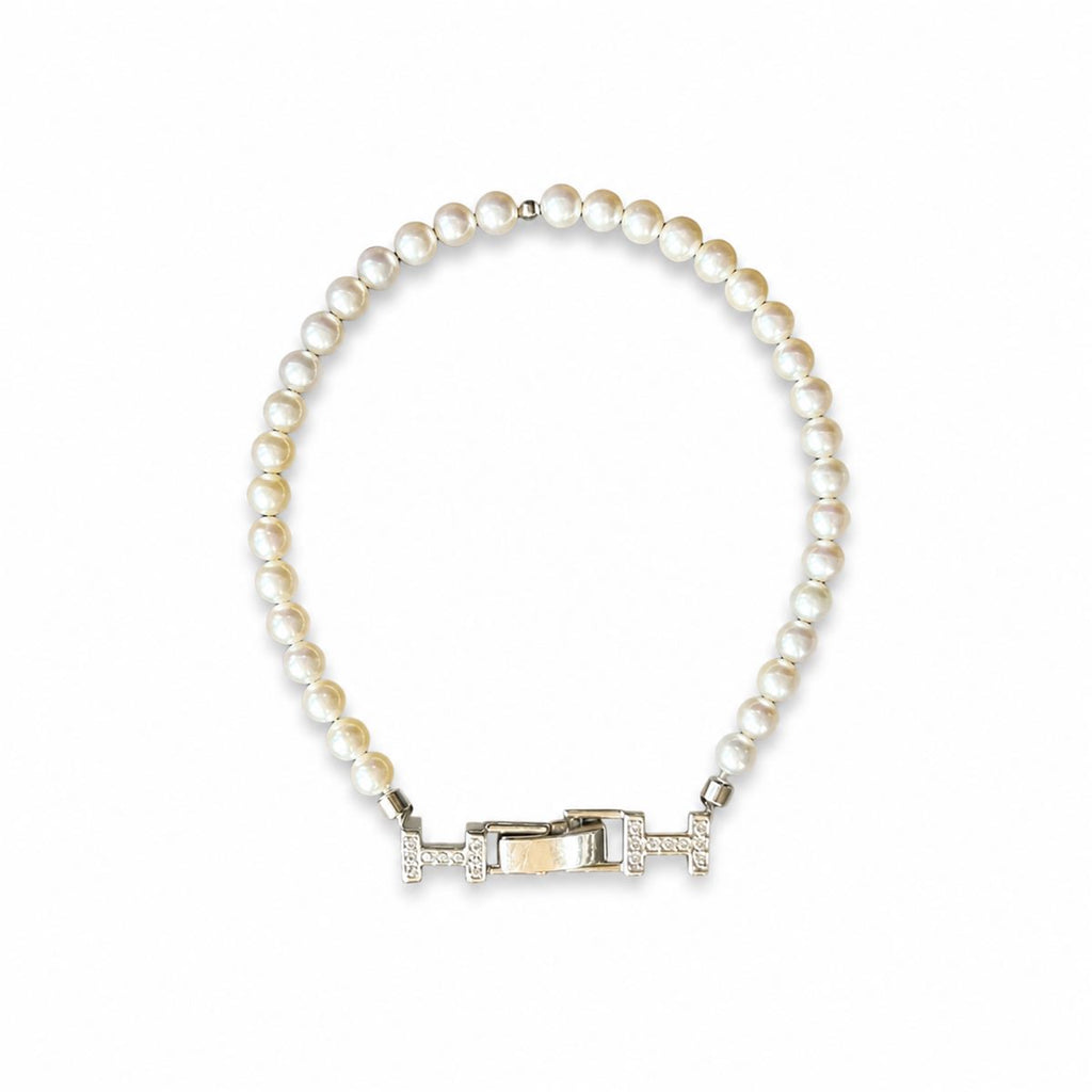 Natural Freshwater Small Pearl Bracelet with Silver-Plated Copper Clasp