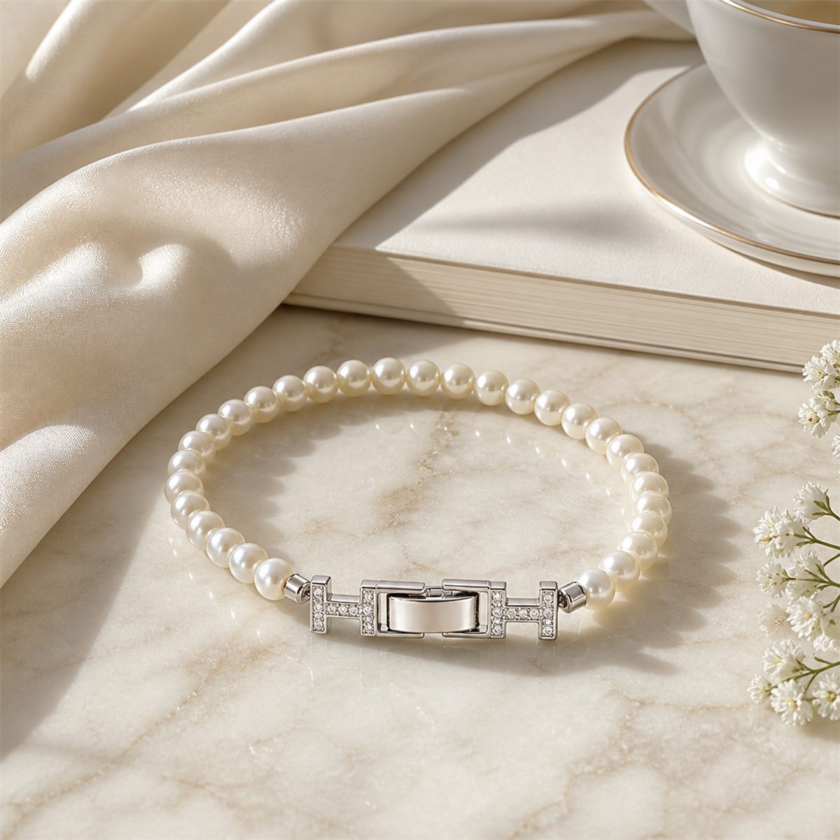 Natural Freshwater Small Pearl Bracelet with Silver-Plated Copper Clasp