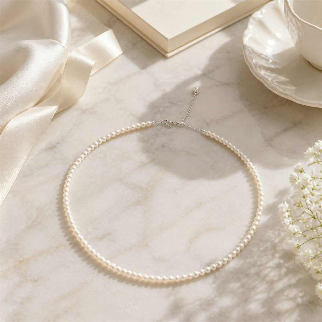Natural Freshwater Pearl Strand Necklace – Petite White Pearls