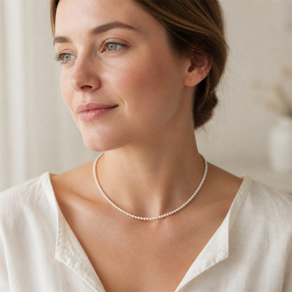 Natural Freshwater Pearl Strand Necklace – Petite White Pearls