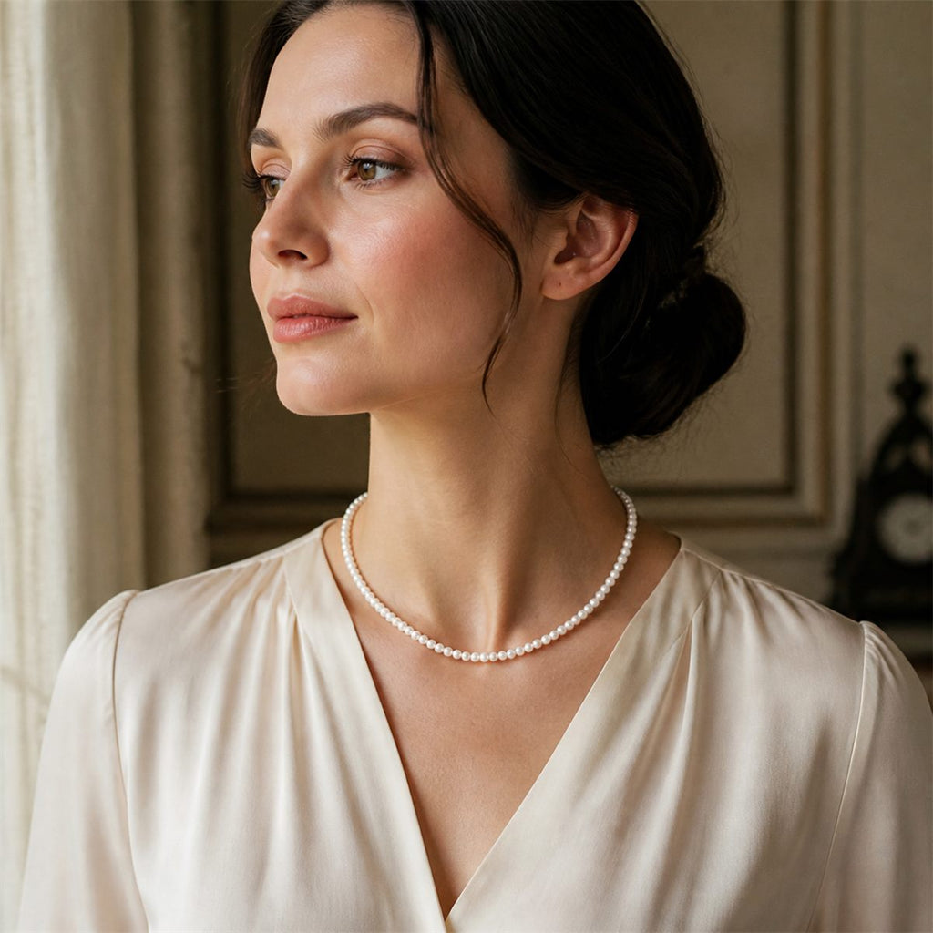 Natural Freshwater Pearl Strand Necklace – Petite White Pearls