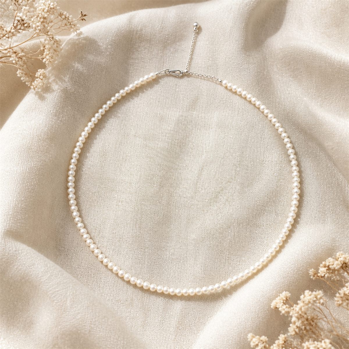 Natural Freshwater Pearl Strand Necklace – Petite White Pearls
