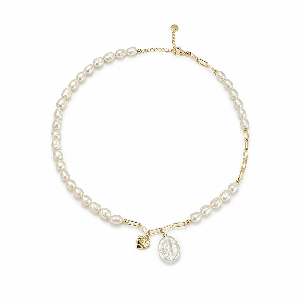 Natural Freshwater Baroque Pearl Strand Necklace with Drop Pearl