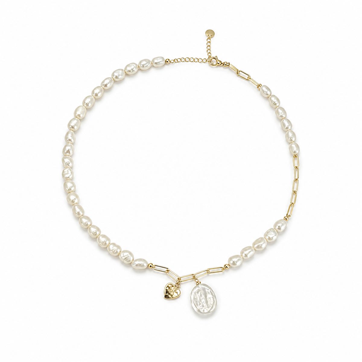 Natural Freshwater Baroque Pearl Strand Necklace with Drop Pearl