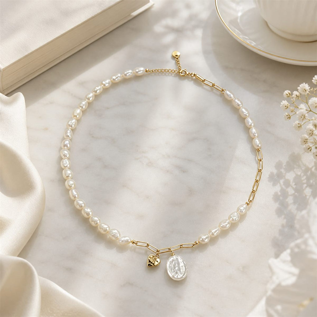 Natural Freshwater Baroque Pearl Strand Necklace with Drop Pearl