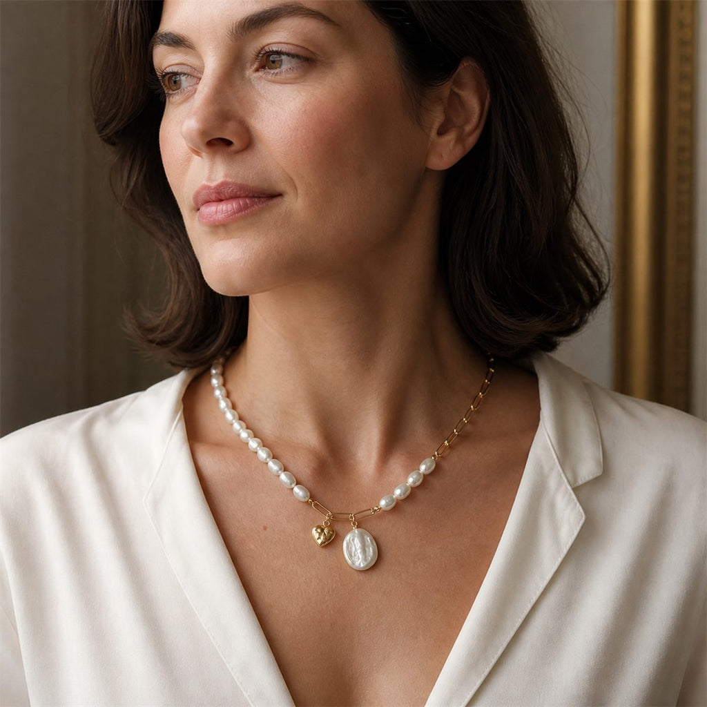 Natural Freshwater Baroque Pearl Strand Necklace with Drop Pearl