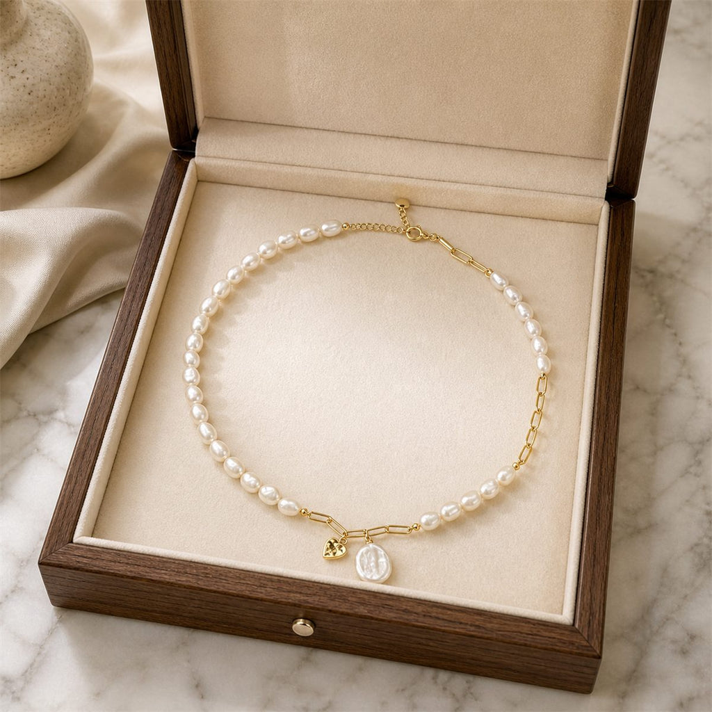 Natural Freshwater Baroque Pearl Strand Necklace with Drop Pearl