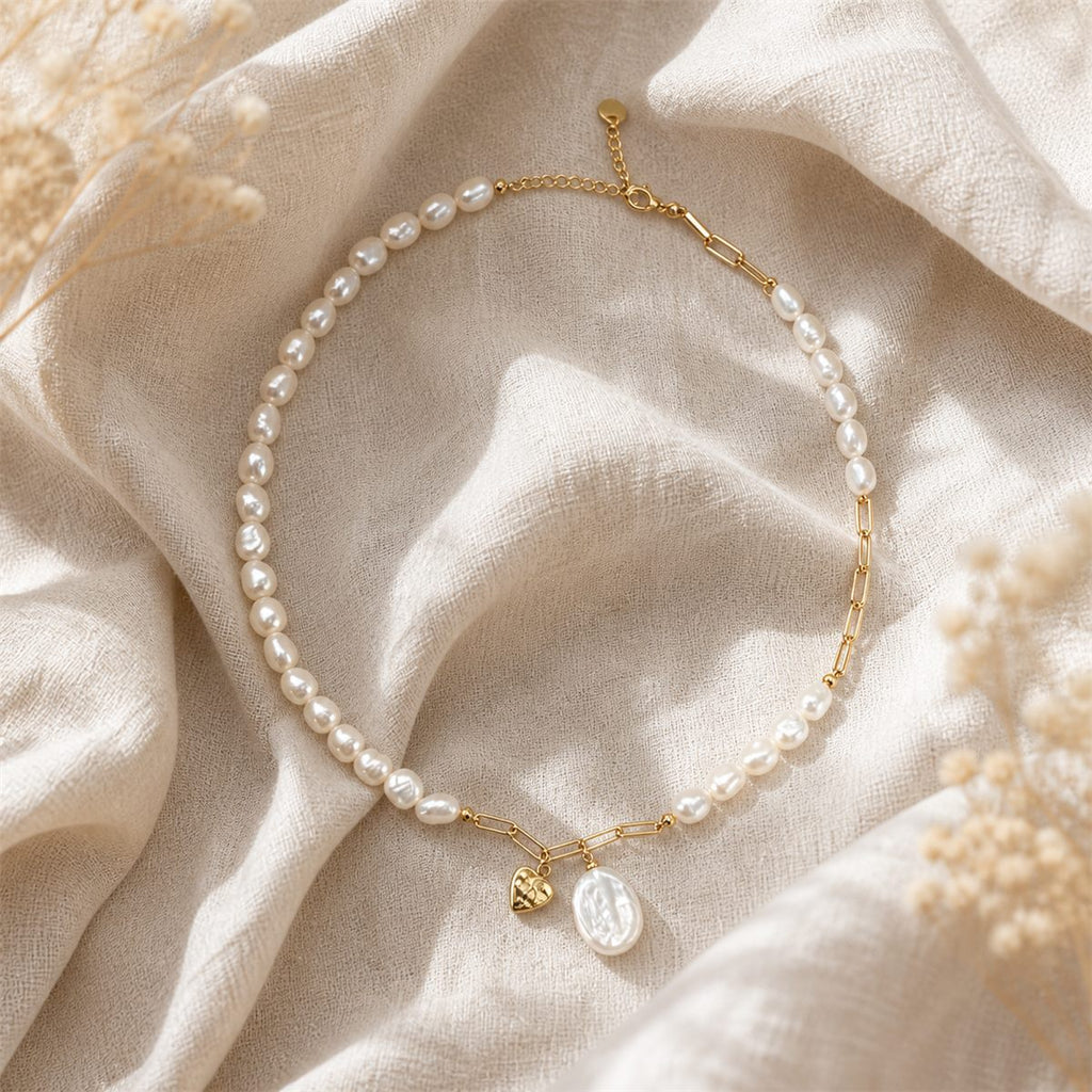 Natural Freshwater Baroque Pearl Strand Necklace with Drop Pearl