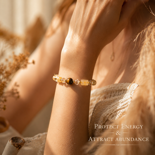 Black Bead & Natural Citrine Bracelet | Made to Order