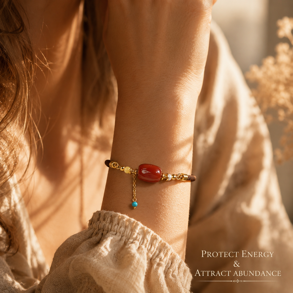 Natural Red Agate DIY Open Bracelet, Handcrafted Gemstone Jewelry, Made to Order