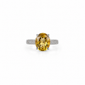 Natural Brazilian Citrine Oval Halo Adjustable Ring – 925 Sterling Silver