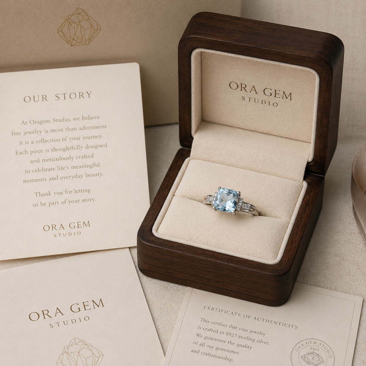 Natural Blue Topaz Cushion-Cut Split-Shank Adjustable Ring – 925 Sterling Silver