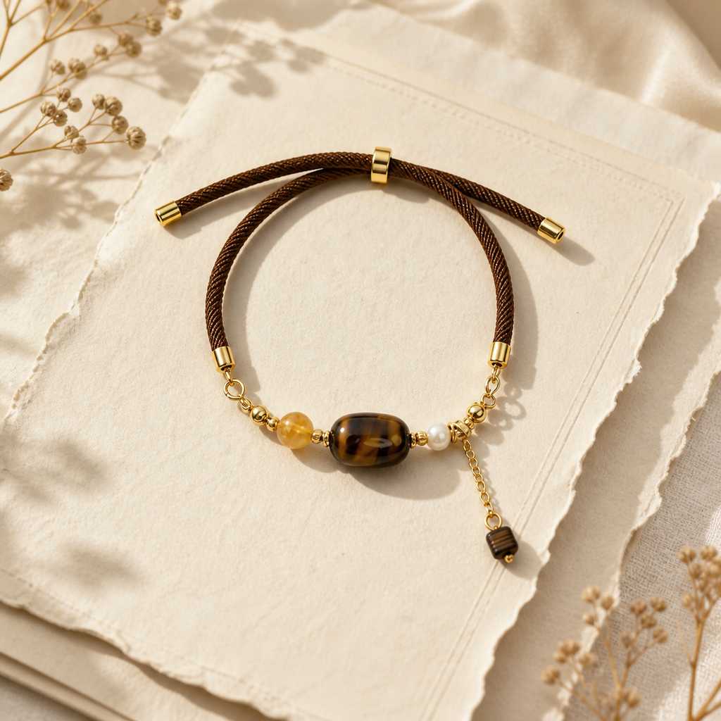 Genuine Natural Tiger's Eye Open Bracelet, Hand‑Crafted Elliptical Golden‑Brown Gemstone | Made To Order