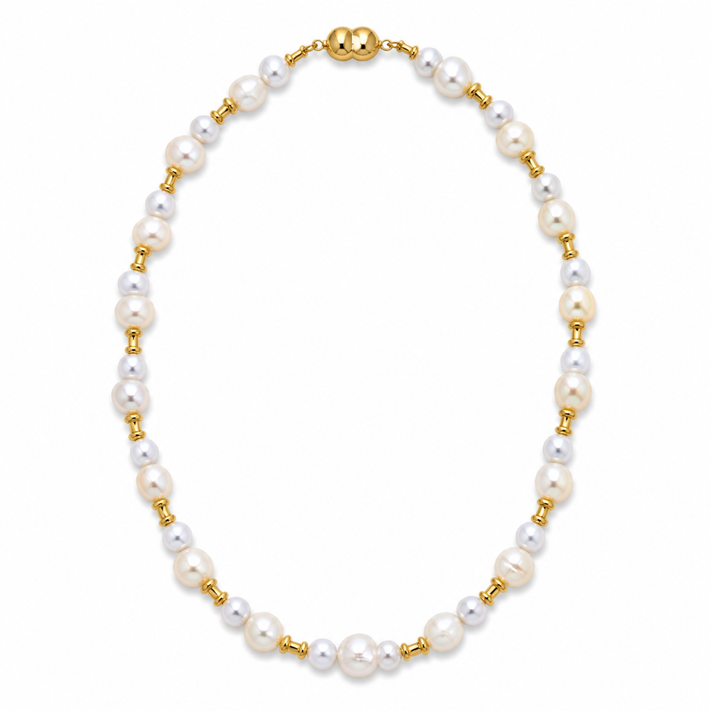 AA‑Grade Cultured Freshwater Pearl Vintage‑Style Necklace, Hand‑Crafted Genuine Pearl With Magnetic Clasp, Made‑To‑Order Unisex Designer Jewelry