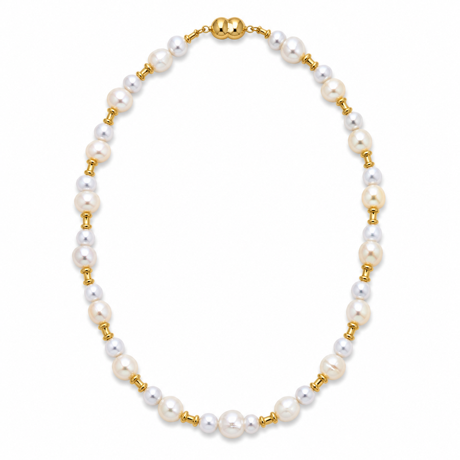 AA‑Grade Cultured Freshwater Pearl Vintage‑Style Necklace, Hand‑Crafted Genuine Pearl With Magnetic Clasp, Made‑To‑Order Unisex Designer Jewelry