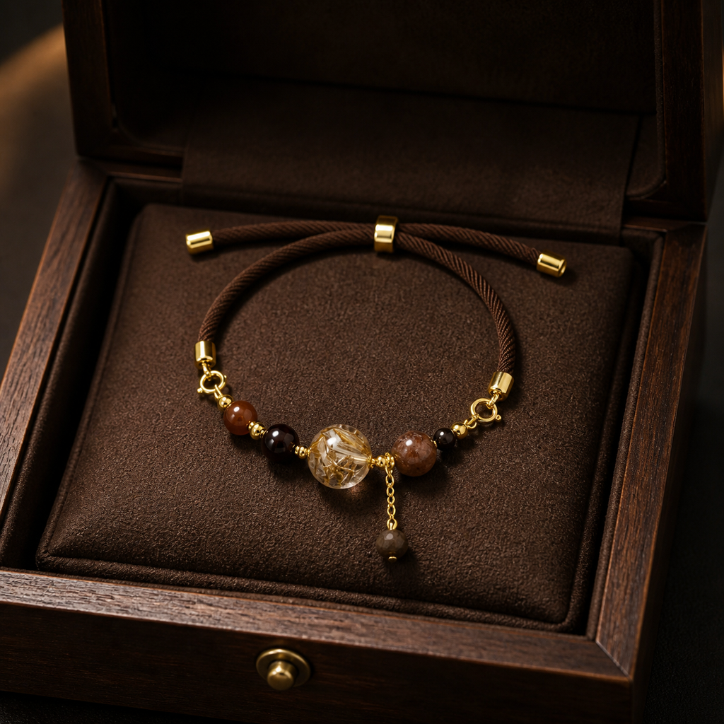 Genuine Rutilated Quartz Open Bracelet, Hand‑crafted Natural Rutile Included Quartz | Made To Order
