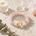 Genuine Peach Pink Natural Gemstone Beaded Stretch Bracelet, Hand‑Crafted Rose Quartz & Citrine | Made To Order
