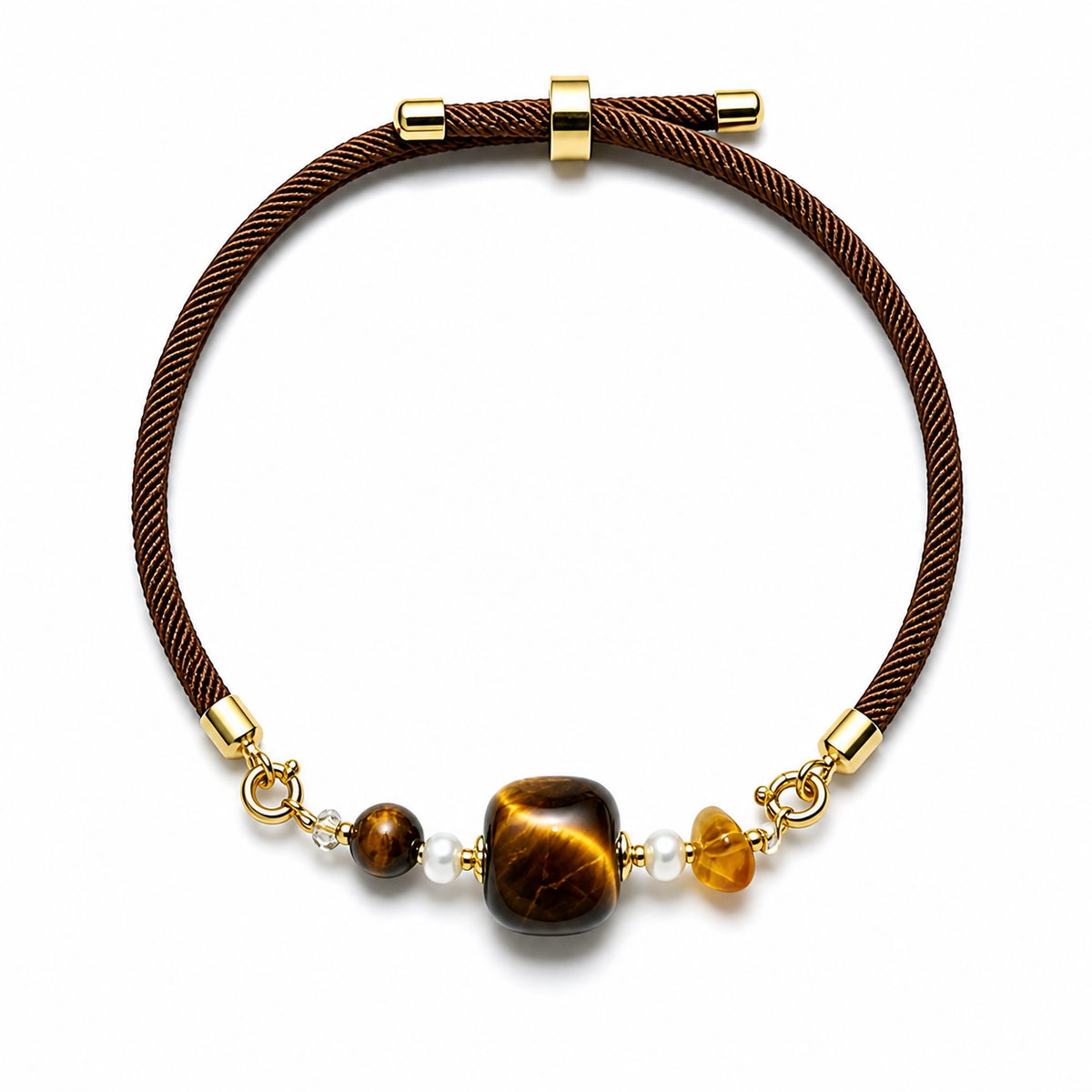 Genuine Square Tiger Eye Beaded Bracelet, Hand‑Strung Natural Tiger's Eye Cube Gemstone | Made To Order