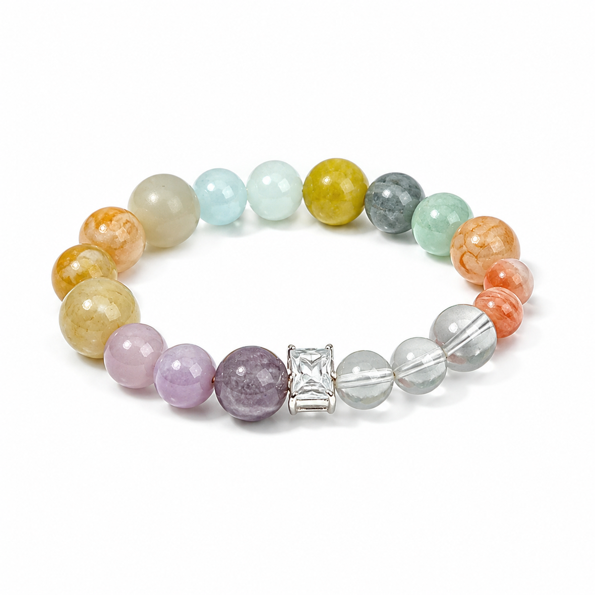 Colorful Mixed Natural Gemstone Beaded Stretch Bracelet | Made to Order