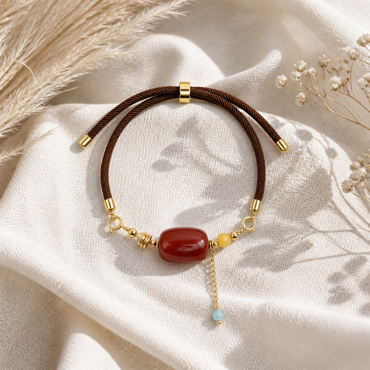 Genuine Natural Red Agate Open Bracelet, Hand‑Crafted Carnelian Agate Gemstone | Made To Order