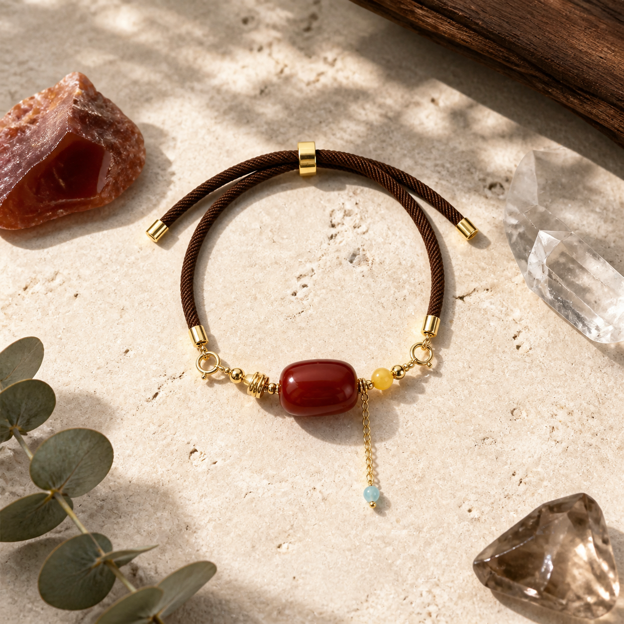 Genuine Natural Red Agate Open Bracelet, Hand‑Crafted Carnelian Agate Gemstone | Made To Order