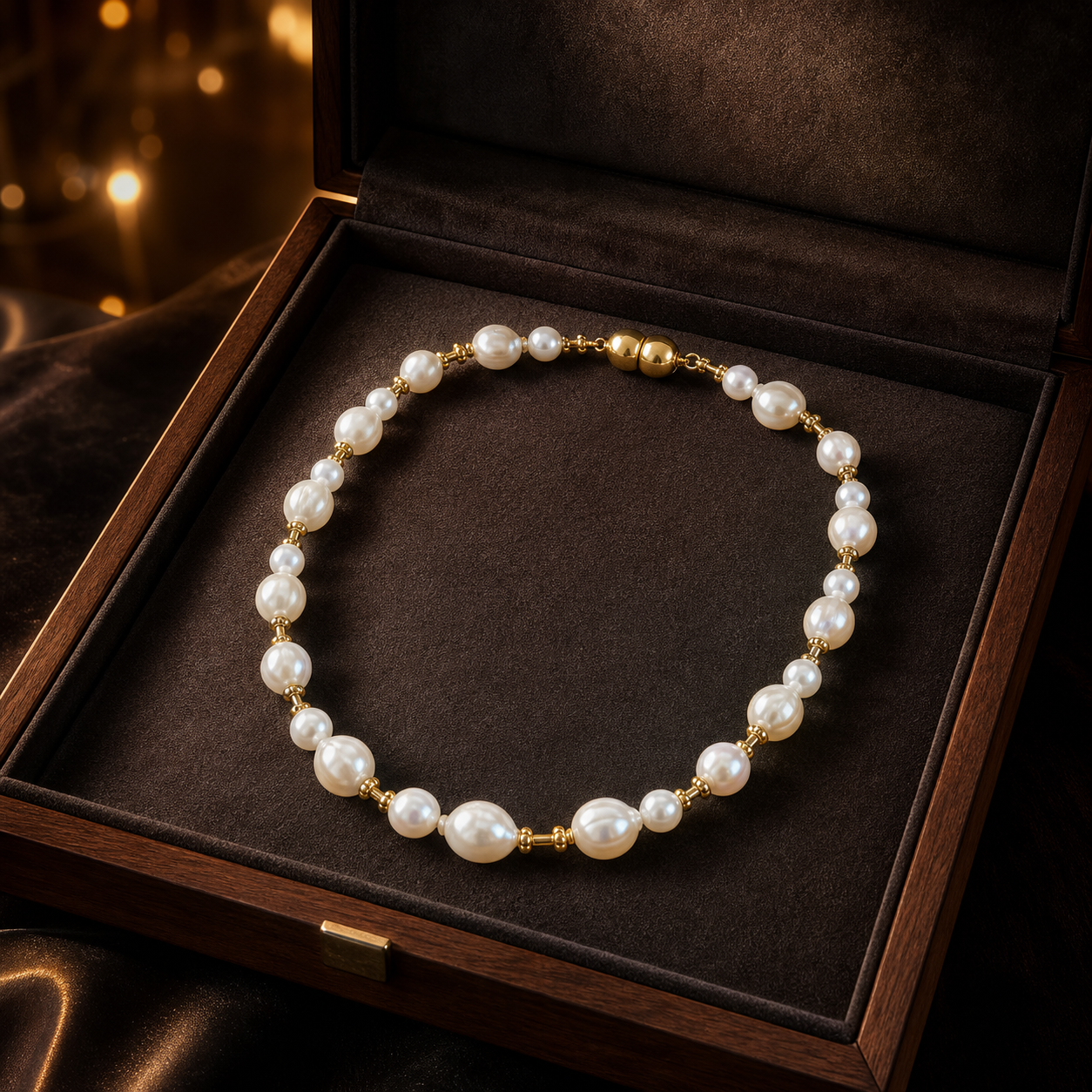 AA‑Grade Cultured Freshwater Pearl Vintage‑Style Necklace, Hand‑Crafted Genuine Pearl With Magnetic Clasp, Made‑To‑Order Unisex Designer Jewelry