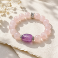 Genuine Natural Rose Quartz & Amethyst Beaded Stretch Bracelet, Hand‑Crafted Mixed Natural Gemstone | Made To Order