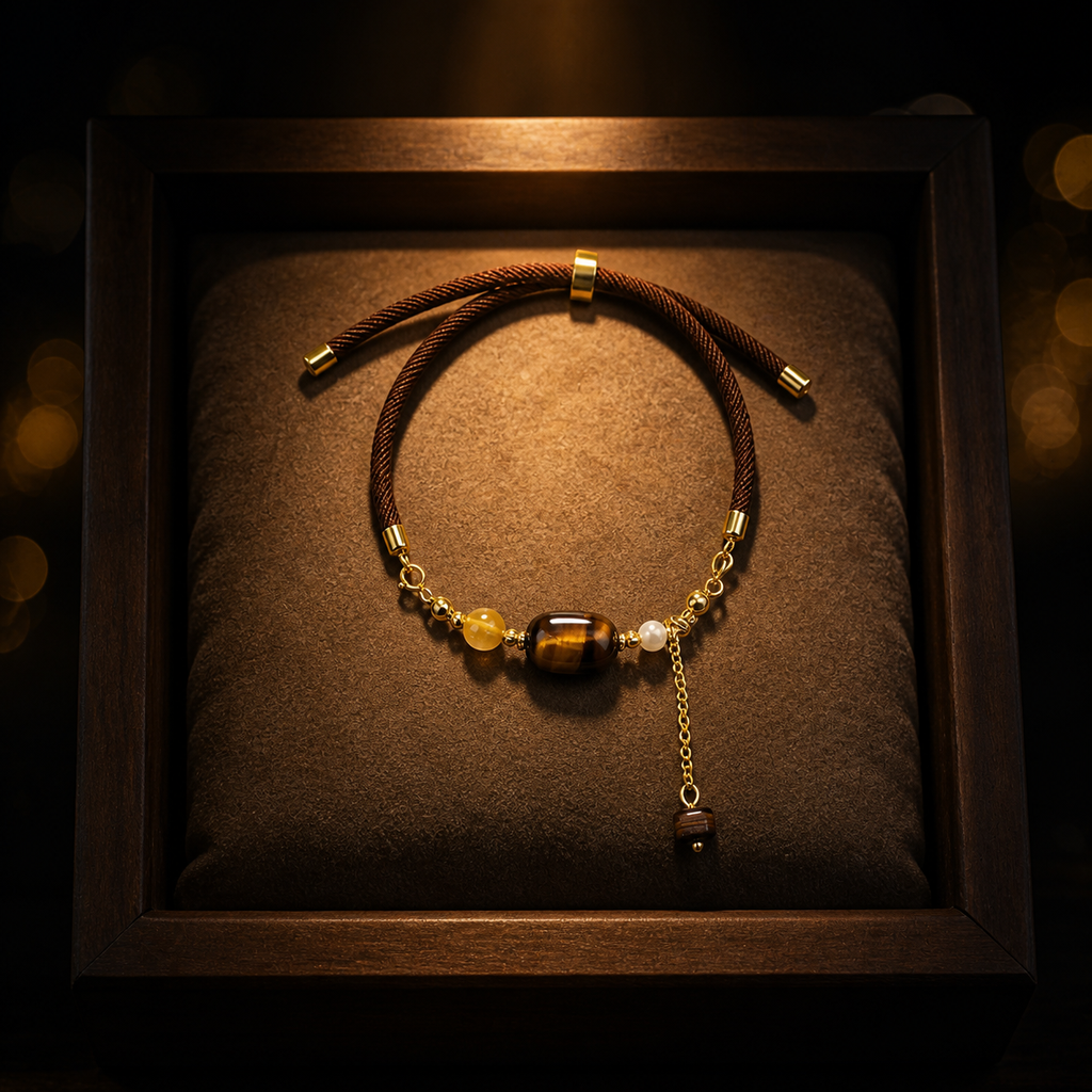 Genuine Natural Tiger's Eye Open Bracelet, Hand‑Crafted Elliptical Golden‑Brown Gemstone | Made To Order