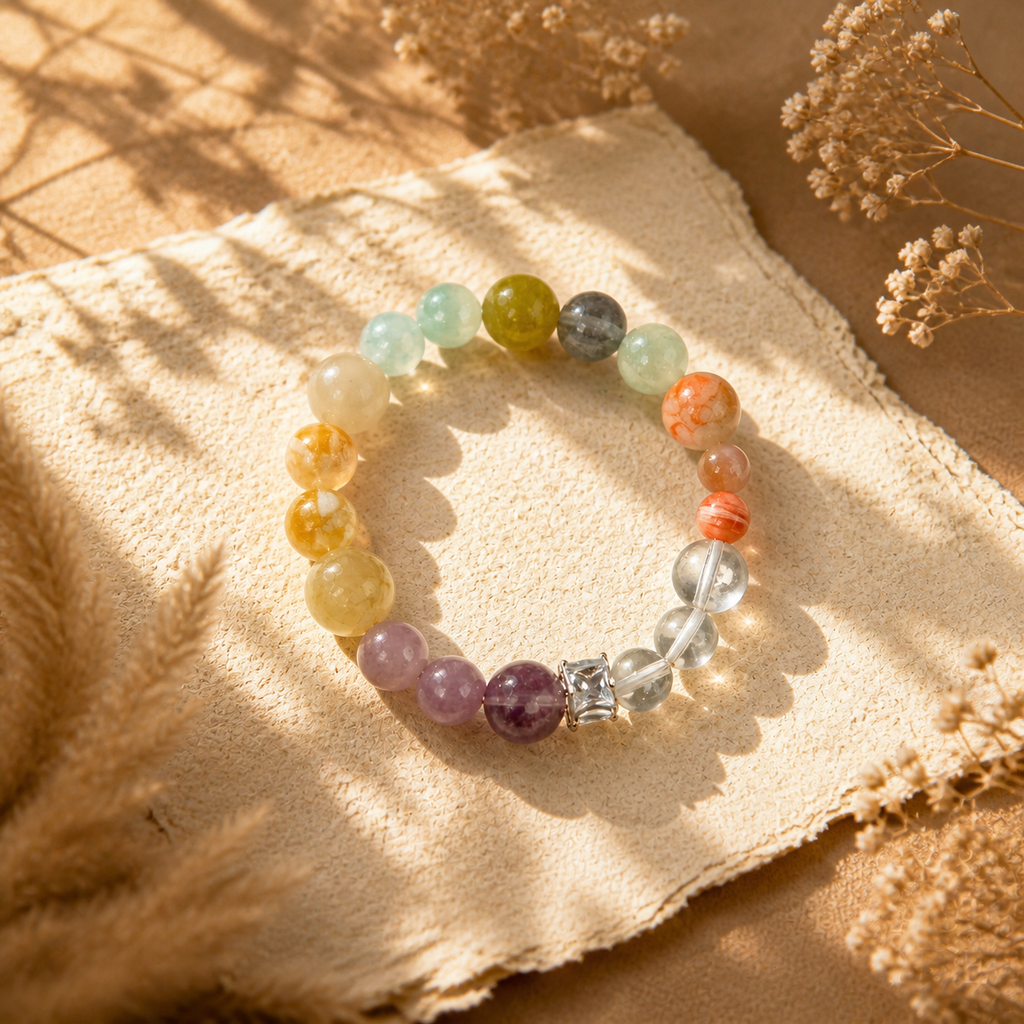 Colorful Mixed Natural Gemstone Beaded Stretch Bracelet | Made to Order