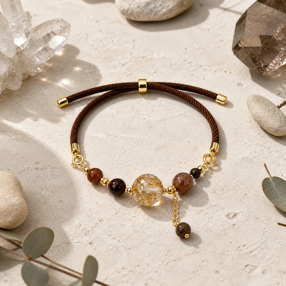 Genuine Rutilated Quartz Open Bracelet, Hand‑crafted Natural Rutile Included Quartz | Made To Order