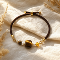 Genuine Square Tiger Eye Beaded Bracelet, Hand‑Strung Natural Tiger's Eye Cube Gemstone | Made To Order