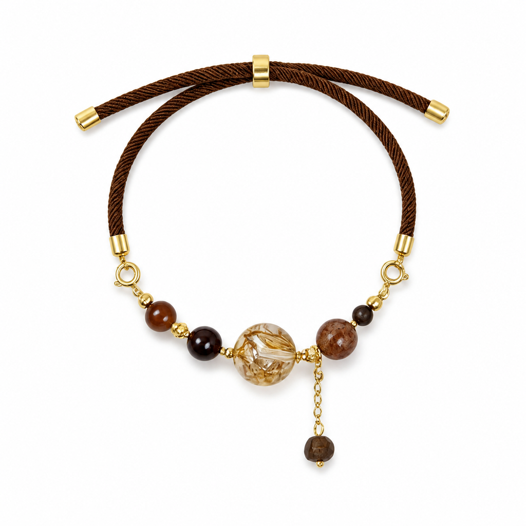 Genuine Rutilated Quartz Open Bracelet, Hand‑crafted Natural Rutile Included Quartz | Made To Order