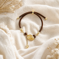 Genuine Raw Citrine Charm Cord Bracelet, Hand‑Tied Rough Natural Gemstone | Made To Order