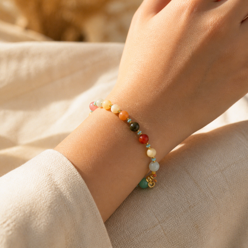 Genuine Multicolor Natural Gemstone Beaded Bracelet, Hand‑Strung Mixed Gemstone | Made To Order