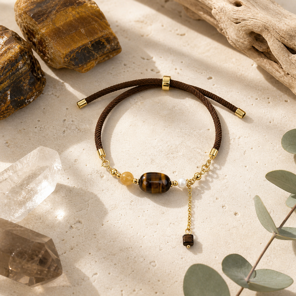 Genuine Natural Tiger's Eye Open Bracelet, Hand‑Crafted Elliptical Golden‑Brown Gemstone | Made To Order