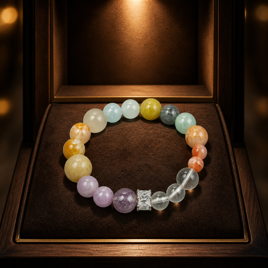 Colorful Mixed Natural Gemstone Beaded Stretch Bracelet | Made to Order