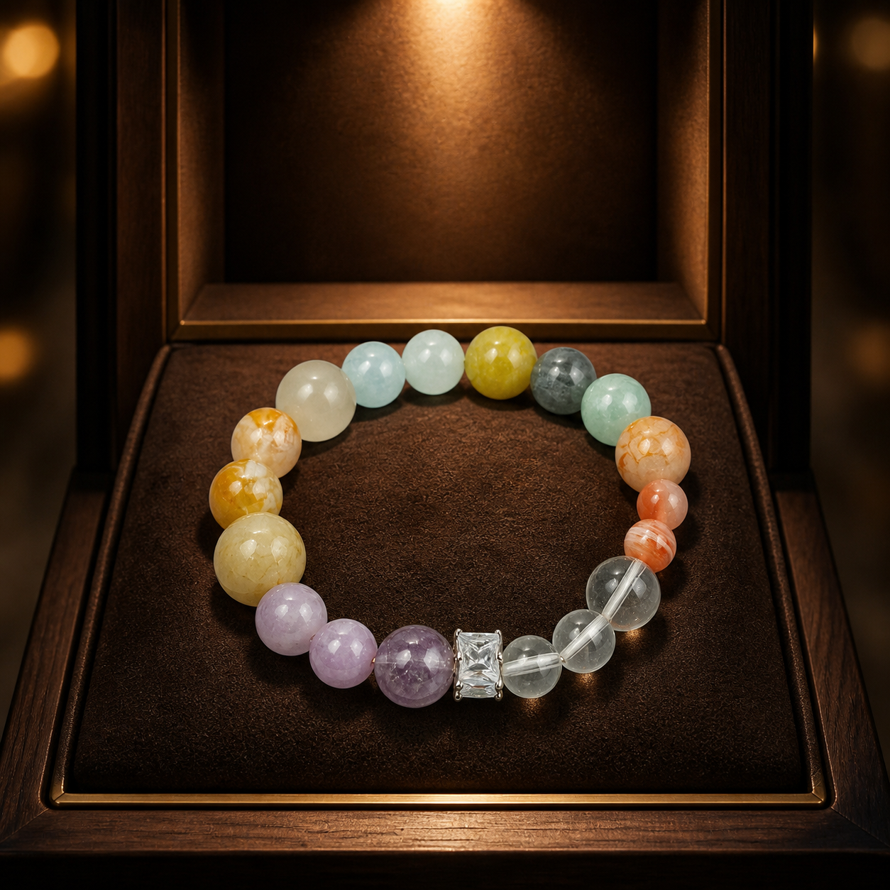 Colorful Mixed Natural Gemstone Beaded Stretch Bracelet | Made to Order