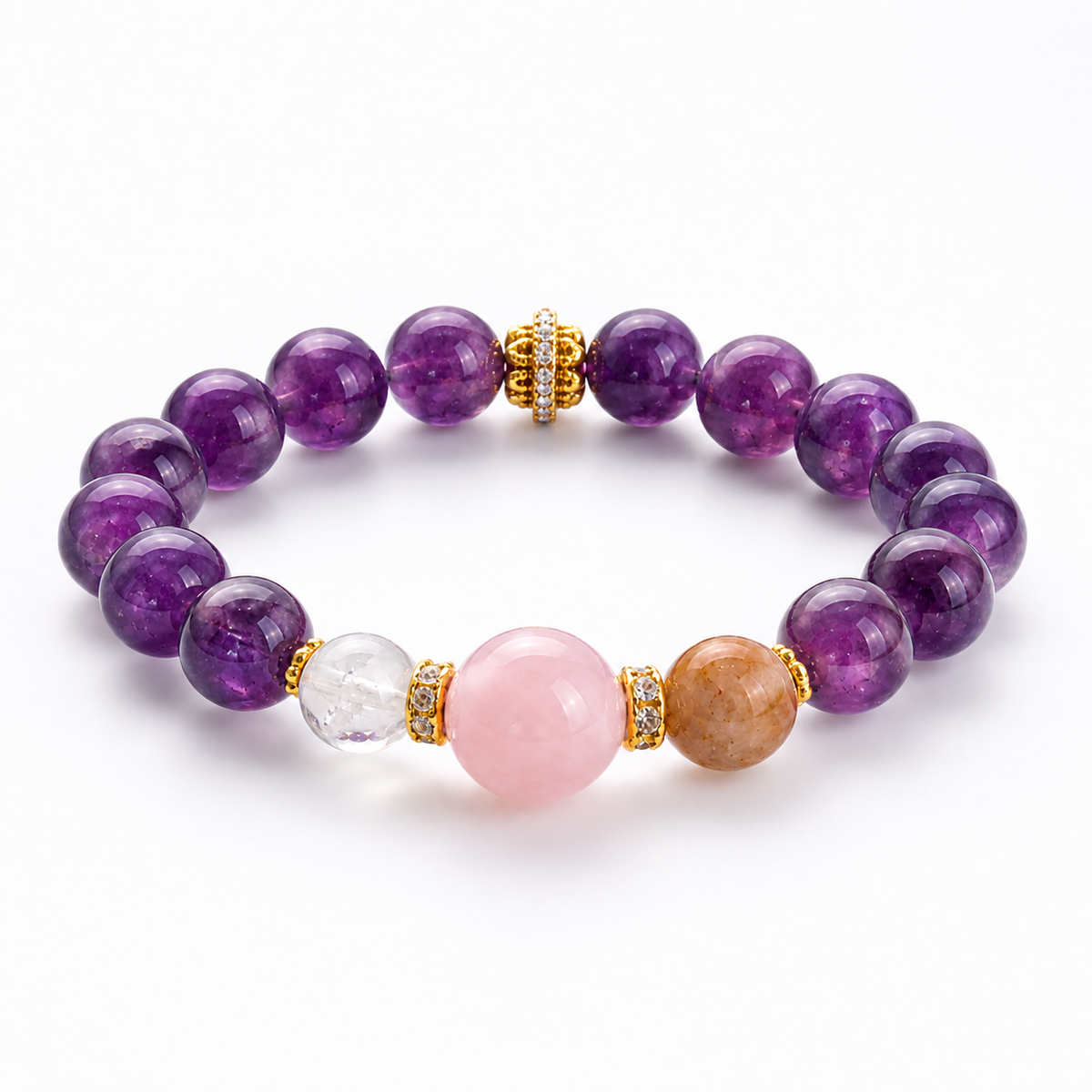 Genuine Natural Pink Amethyst Beaded Stretch Bracelet, Hand‑Crafted Mixed Natural Gemstone | Made To Order