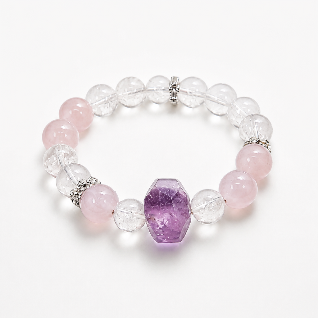 Misty Pink Amethyst Stretch Beaded Bracelet | Made‑To‑Order Unisex Designer Jewelry