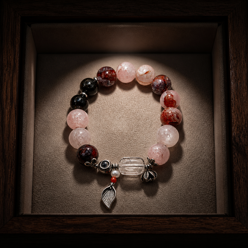 Genuine Natural Red Glue Crystal Beaded Stretch Bracelet, Hand‑Crafted Natural Gemstone | Made To Order