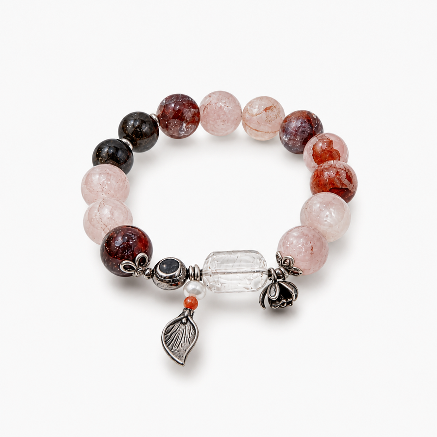 Genuine Natural Red Glue Crystal Beaded Stretch Bracelet, Hand‑Crafted Natural Gemstone | Made To Order