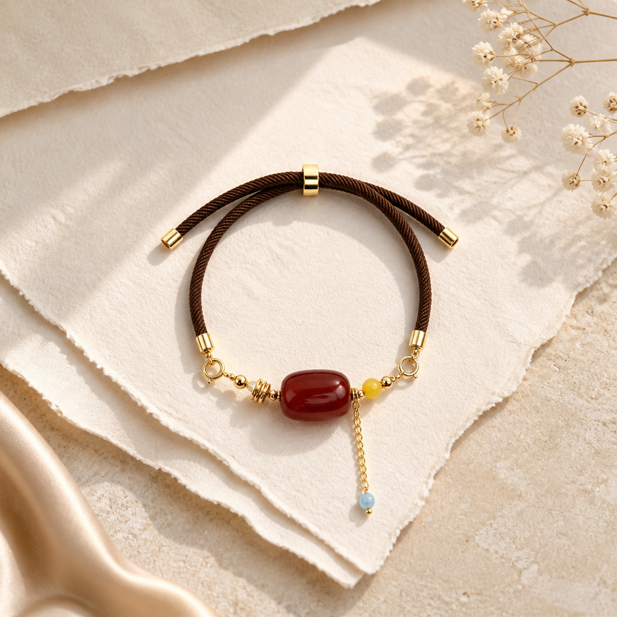 Genuine Natural Red Agate Open Bracelet, Hand‑Crafted Carnelian Agate Gemstone | Made To Order