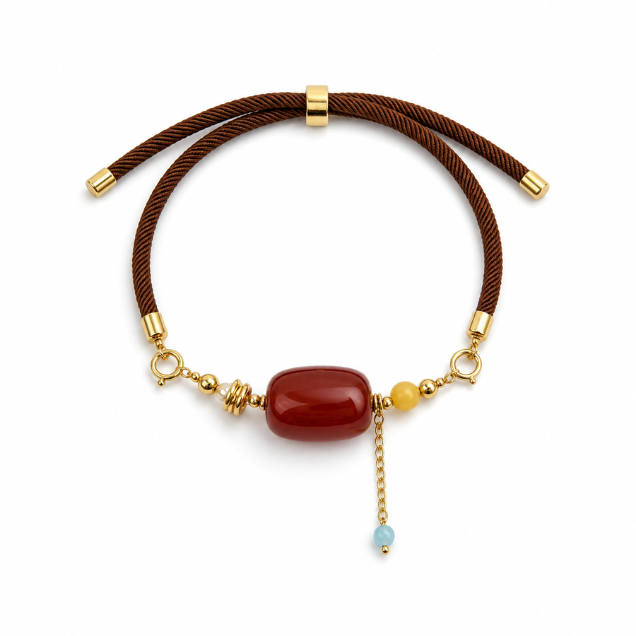 Genuine Natural Red Agate Open Bracelet, Hand‑Crafted Carnelian Agate Gemstone | Made To Order
