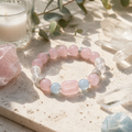 Genuine Icy Pink Natural Gemstone Beaded Stretch Bracelet, Hand‑Crafted Cool‑Tone Mixed Gemstone | Made To Order
